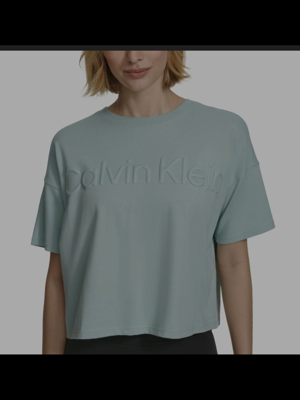 Calvin Klein Women's Embossed Logo Short Sleeve Tee - Light Teal XL NWT